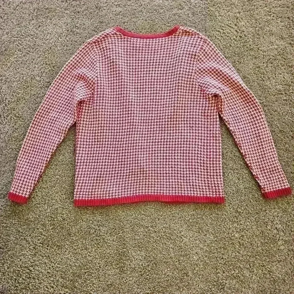 Red & White Herringbone Cardigan, Size XL - Picture 6 of 6
